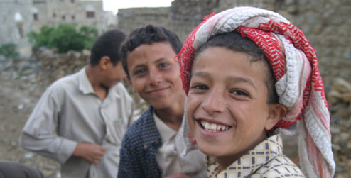 Boys in the town of Jebin, Raymah, Yemen