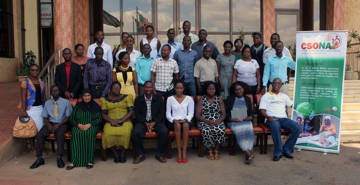  Lubowa Eriasafu (5th on the front row from the right) in a joint photo with the participants of a training workshop on Advocacy for CSONA members in Lilongwe 